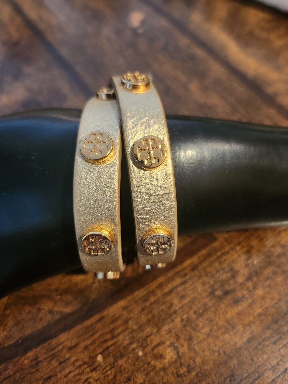 Tory Burch Double Wrap Logo Stud Bracelet
